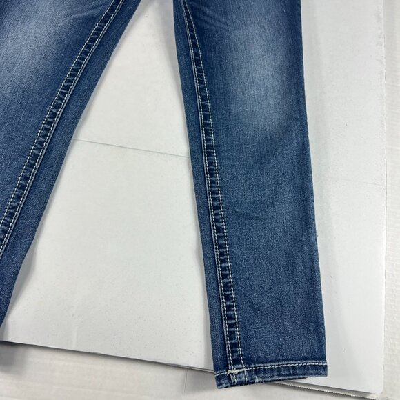 Miss Me Jeans Women's 29x25* Low Rise Skinny Ankle Blue Embellished Denim Tag 27 - Picture 5 of 16